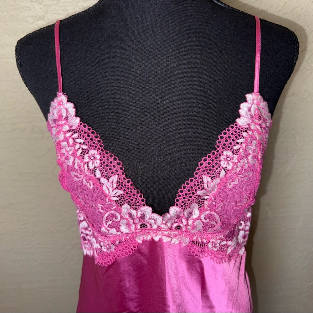 In Bloom Jonquil Annalee Pink Satin Lace Chemise Y2K Coquette Barbiecore Slip- L - Picture 7 of 10